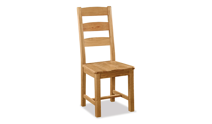 Slatted Back Dining Chair With Wooden Seat