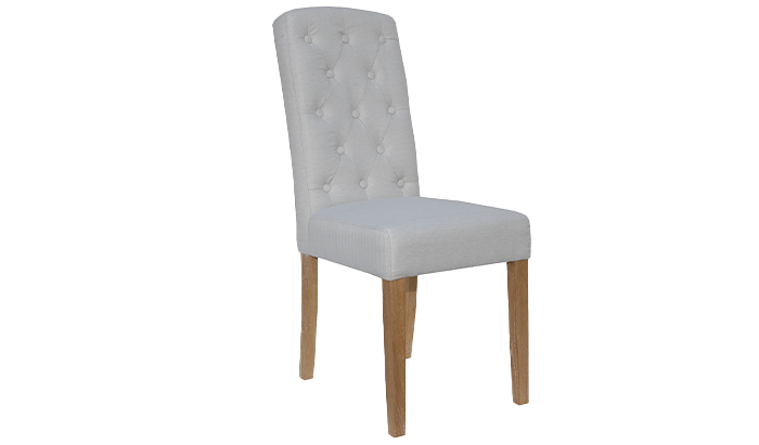 Button Back Upholstered Dining Chair - Natural Fabric