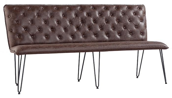 Studded Back Bench 180cm - Brown PU