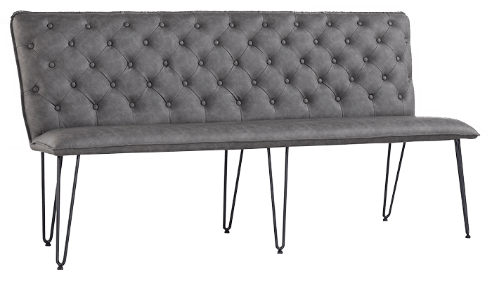 Studded Back Bench 180cm - Grey PU