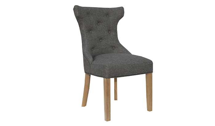 Winged Button Back Dark Grey Dining Chair With Metal Ring