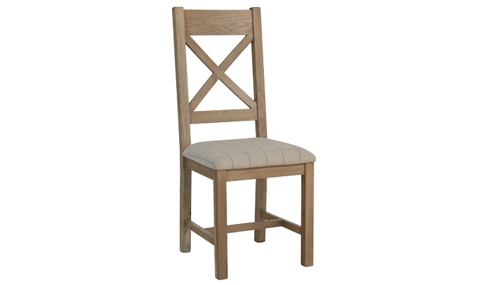 Cross Back Dining Chair With Natural Check Seat