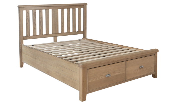 Double Bed Frame with Wooden Headboard and Drawer End