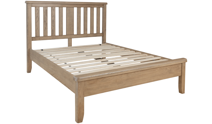 Double Bed Frame with Wooden Headboard and Low Foot End