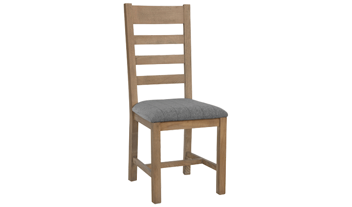Slatted Back Dining Chair With Grey Check Seat