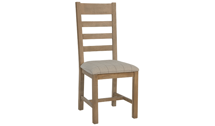 Slatted Back Dining Chair With Natural Check Seat