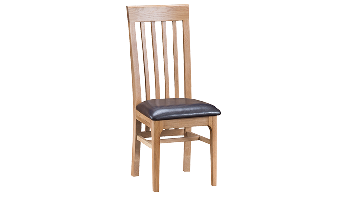 Slat Back Dining Chair With Pu Seat