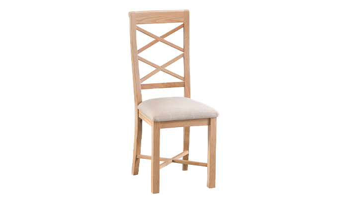 Double Cross Back Dining Chair With Fabric Seat