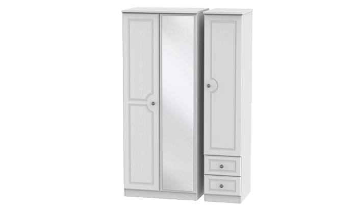 3 Door, 2 Right Drawer Wardrobe with Mirror