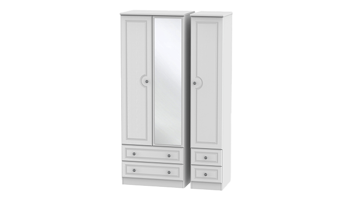 Tall 3 Door, 4 Drawer Wardrobe with Mirror