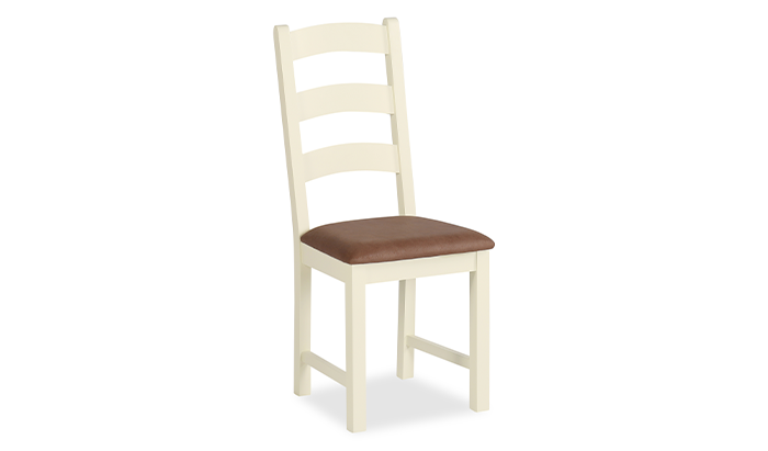 Slatted Back Dining Chair With Fabric Seat